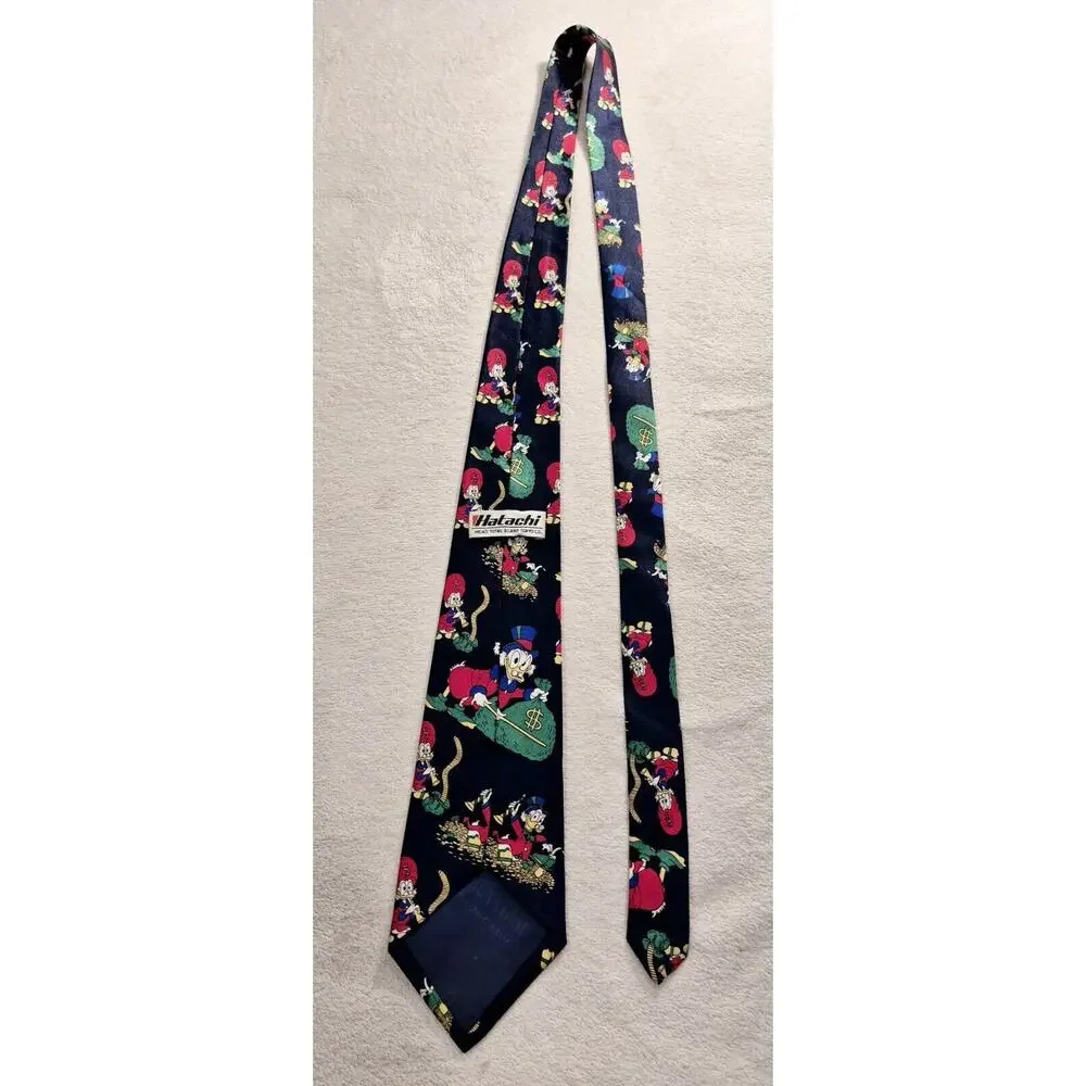 Disney Uncle Scrooge Men Necktie Black Limited Edition Rare Vintage Money Bags